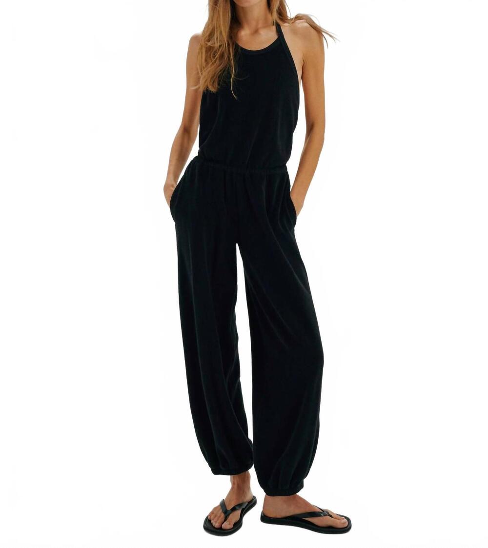 NEW SUZIE KONDI anna terry jumpsuit in black